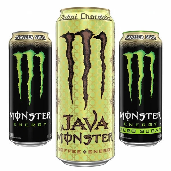 Monster Golden Trio Bundle - 1x Dubai Chocolate + 1x Vanilla Shot + 1x Vanilla Shot Zero [PRE-ORDER! LEVERING NOVEMBER 2026]