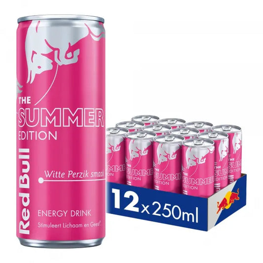 Red Bull White Peach 12x250ml *INCLUSIEF STATIEGELD* [THT 01/04/26]
